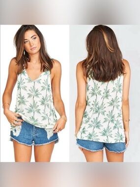 SHOW ME YOUR MUMU Hangout Walk The Palm Sweater Knit Tank Top XS/S Tropical